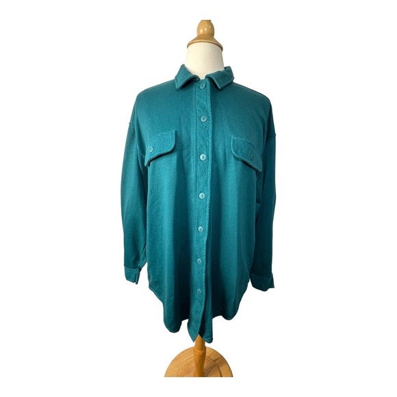 Richard Simmons Tops - Vintage Richard Simmons Shirt Jacket Button Down Pockets Teal Women 16 NWT